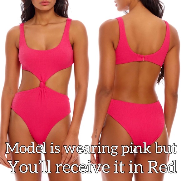 RED Agustin Bendita Monokini “Kasie” One Piece Center Knot SIZE M - Picture 2 of 2